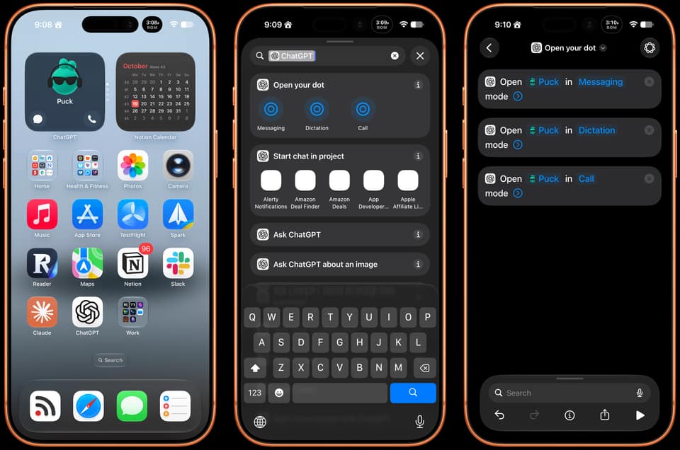 ChatGPT Dots Gain Widget and New Shortcuts Actions