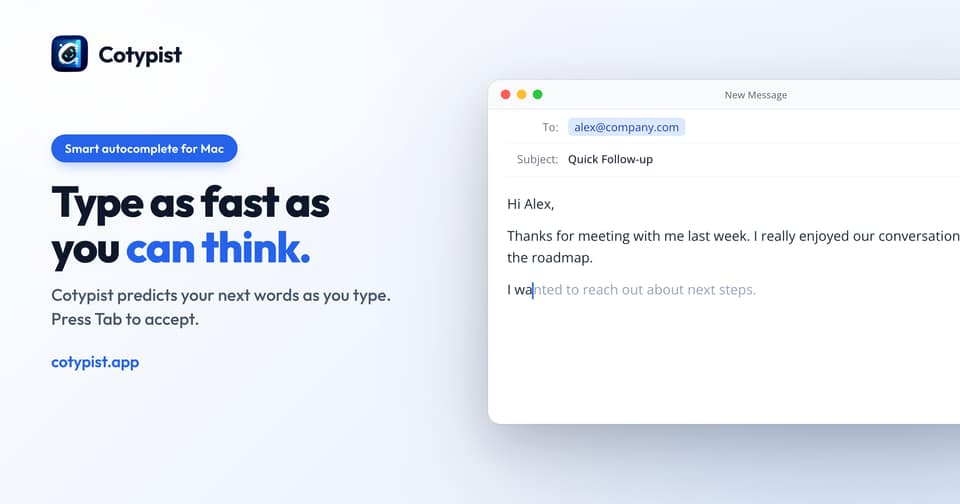 Cotypist: Smart Autocomplete for Your Whole Mac [Sponsor]